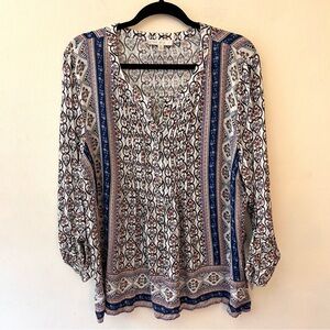 Pale Sky Stitch Fix floral print pullover boho blouse size XL